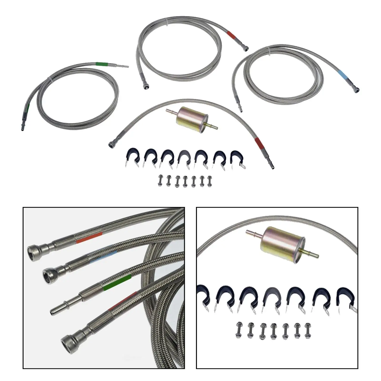 Fuel Line Assy 819-840 Steel Braided Fuel Lines Set Repair Parts Assembly Direct Replaces for Chevrolet Silverado 1500 2500