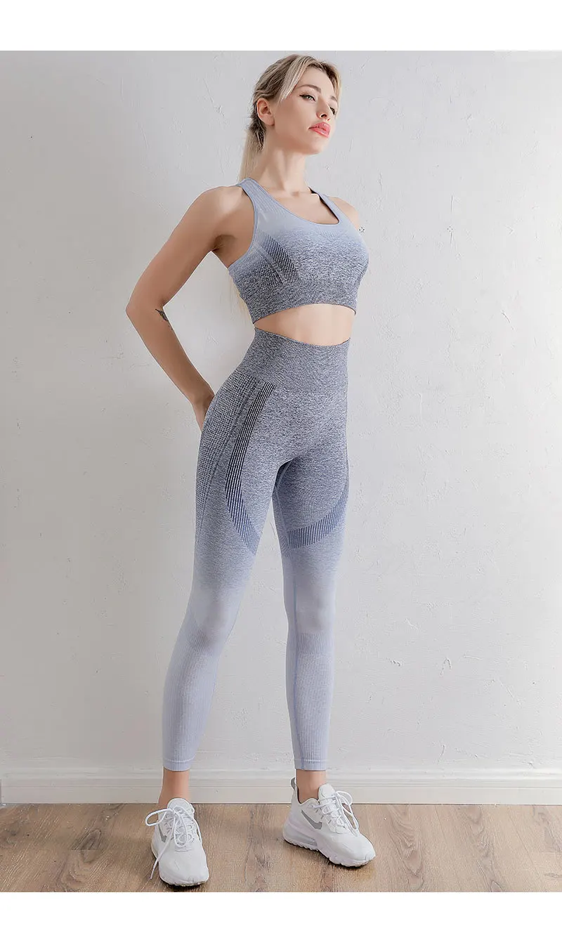 2 PCS Seamless Yoga Suit Women Sports Bra High Waist Leggings Shorts Outfit Gym Set Fitness Workout Clothes Sportswear