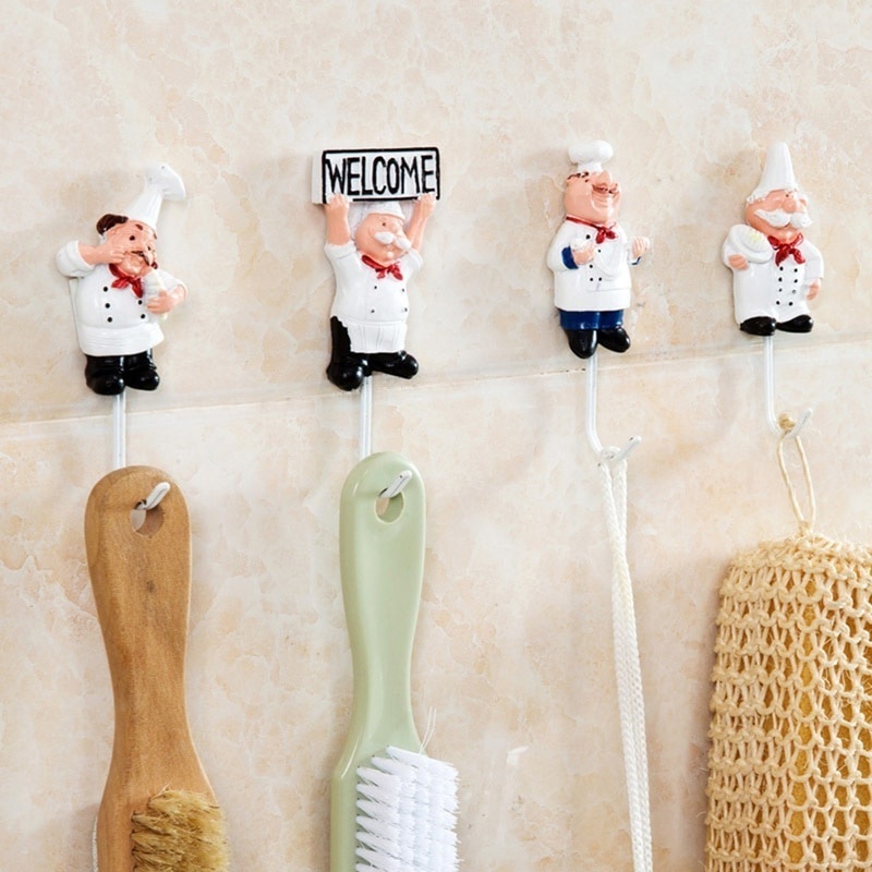 Description Picture 5 of itemKitchen Creative Chef Cartoon Storage Rack Hooks Wall Hanger Kitchen Hooks for Utensils