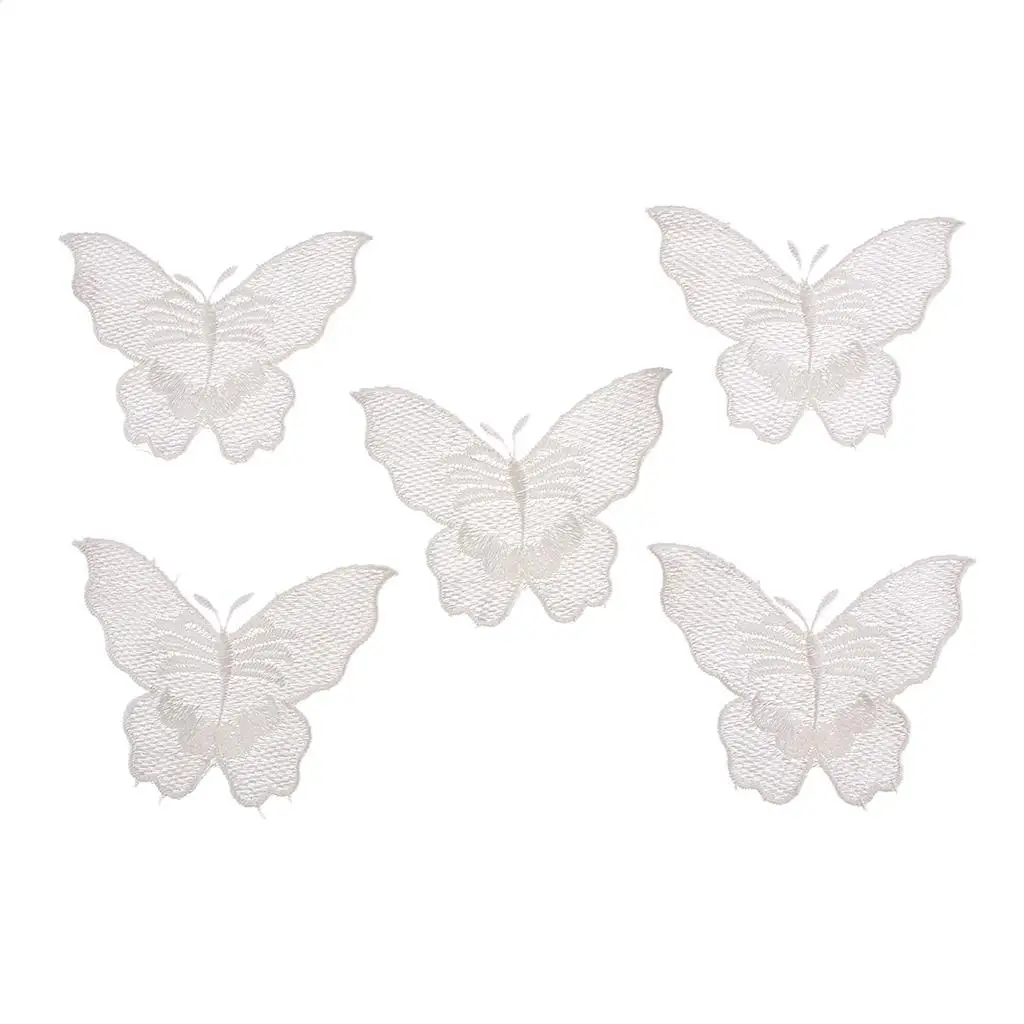 5Pcs Butterfly Lace Patch Wedding Dress Embossed Embroidery Appliques Craft