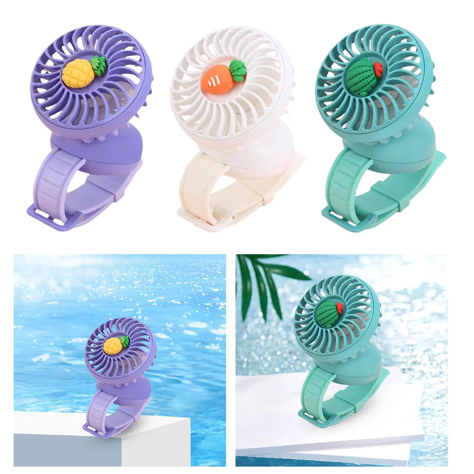 Electric Portable Mini Handheld Fan with Adjustable Wristband 3 Wind Level Settings Cute Wrist Fan for Travel Sport Outdoor Home