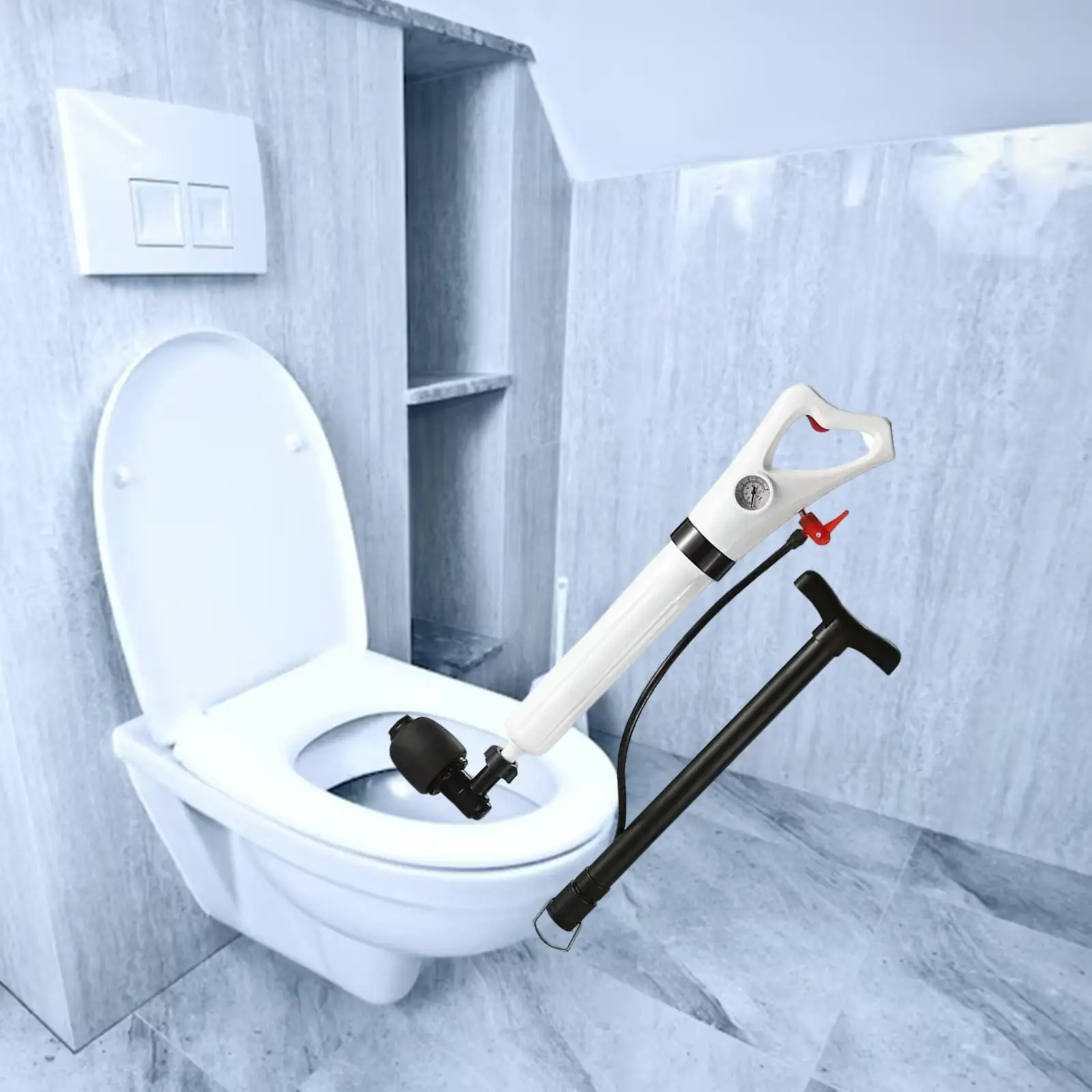 Toilet Plunger set Air power Plumbing Tools Manual Powerful for Bathroom Bath Clogged Pipe Squat