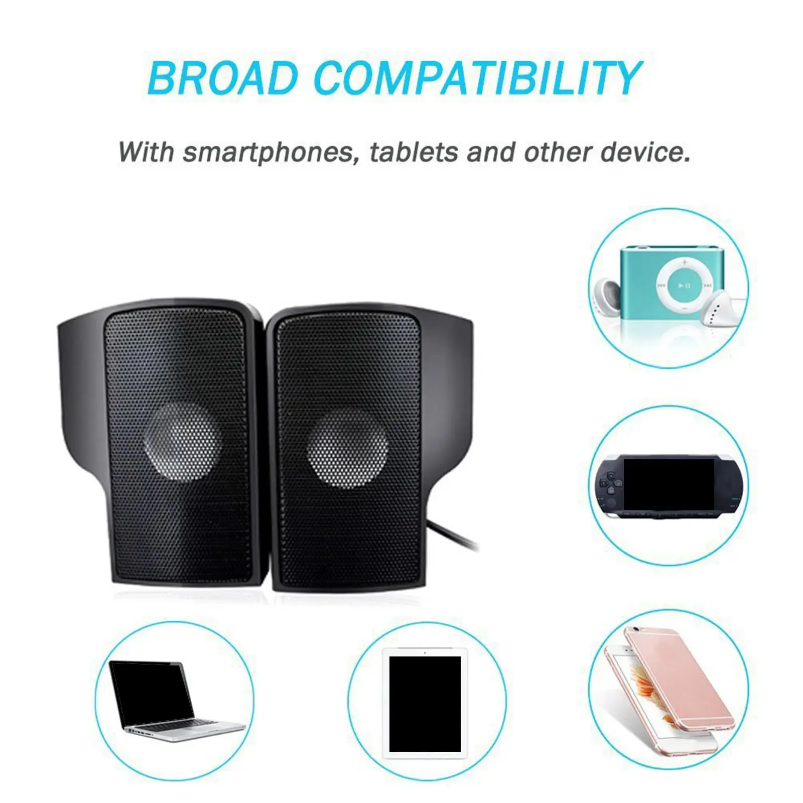 USB Computer Speaker Clipon Phone Music Player Portable MP3 Usb-Powered Clear Sound for Computer Laptop Office Gaming Monitor PC