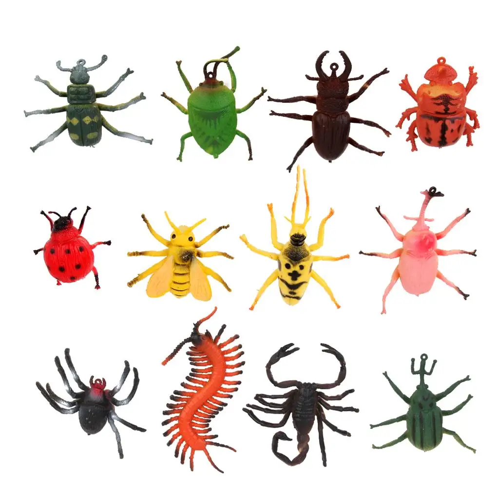 Pack Of 12Pcs Manmade Insects Kids Pretented Trick Play Toy Zoo Collections