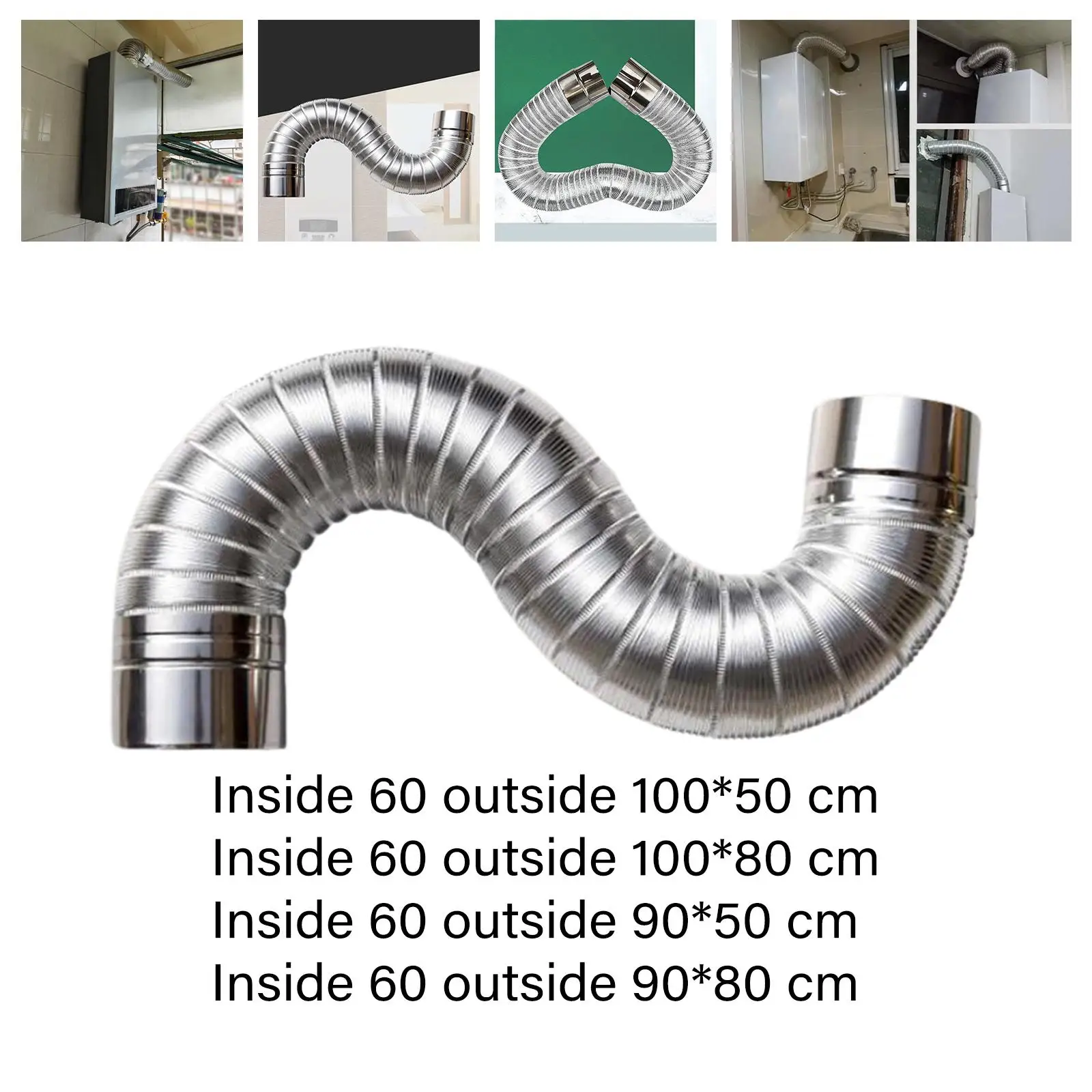 Flue Extension Tube Boiler Water Heater Exhaust Pipe Fireplace Stainless Steel Parts Elbow Chimney Wood Log Burning Stove