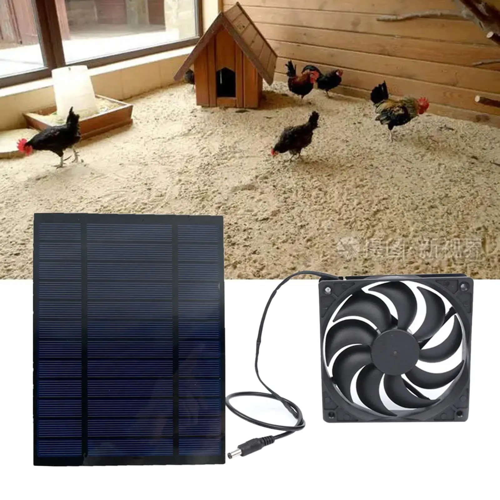 Solar Powered Panel Fan Portable Easy to Carry Exhaust Fans for Greenhouse Camping Caravan