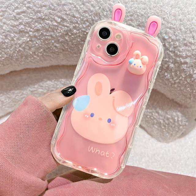 3D Rabbit Ears Frog Eyes Case for Samsung A55 5g Case S24 S23 