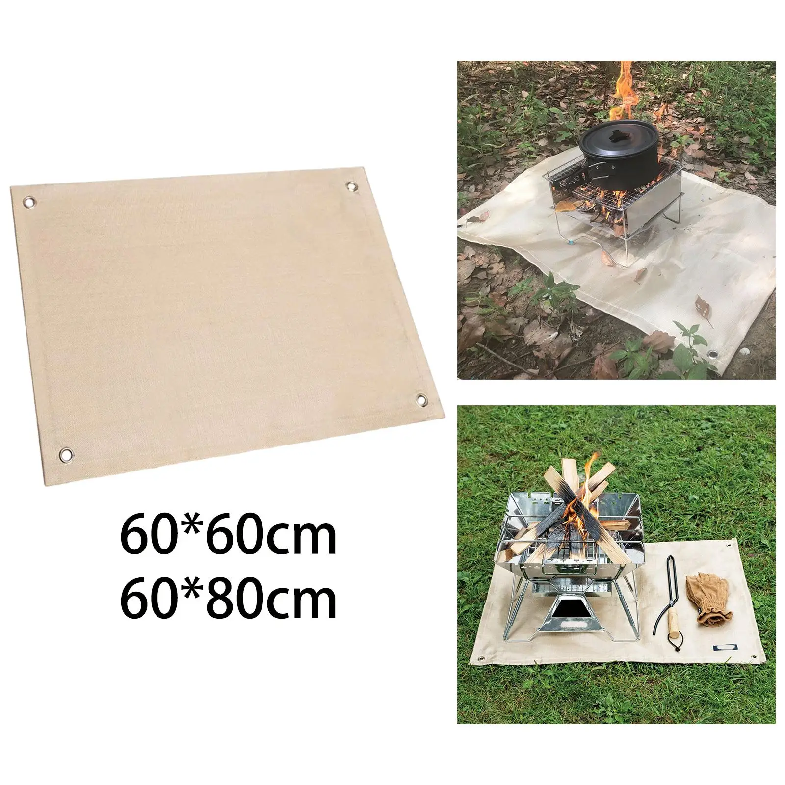 Glass Fiber Camping Fire Blanket High Temperature Resistant Protective Shockproof Fireproof Mat for Stove Picnics Lawn BBQ Deck