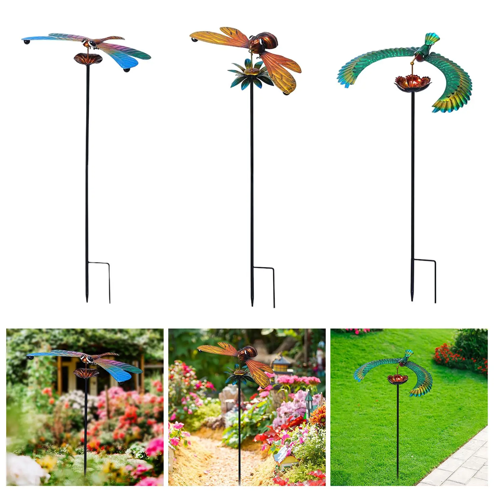 Garden Stakes Decor Sculpture Figurines Yard Ornament Metal Decoration for Patio Outdoor