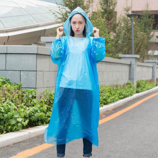  Queenbox Emergency Disposable Raincoat with Hood, Unisex Clear  PE Waterproof Rain Ponchos for Sport Outdoor Activities, Blue : Tools &  Home Improvement