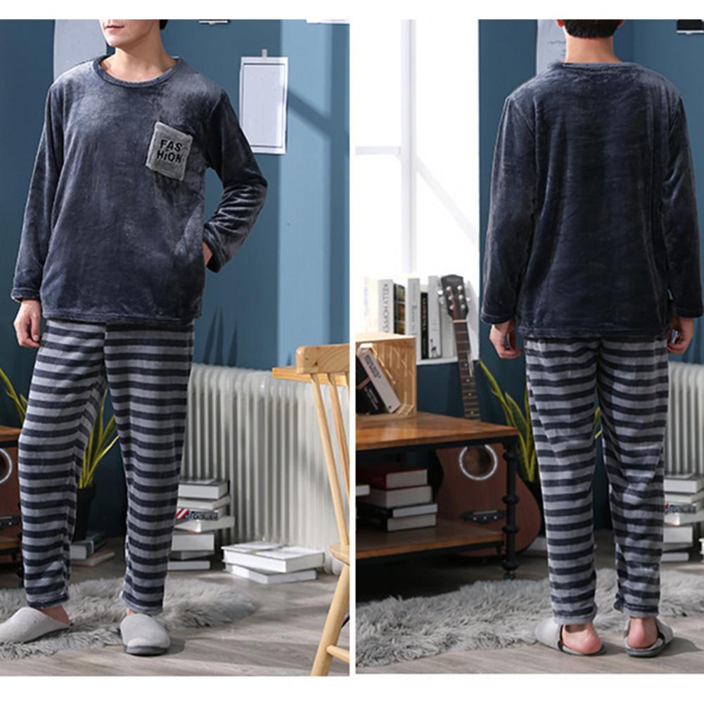 Title 14, 2 Pcs/Set Men Winter Pajamas Set Long Sleeve Th...