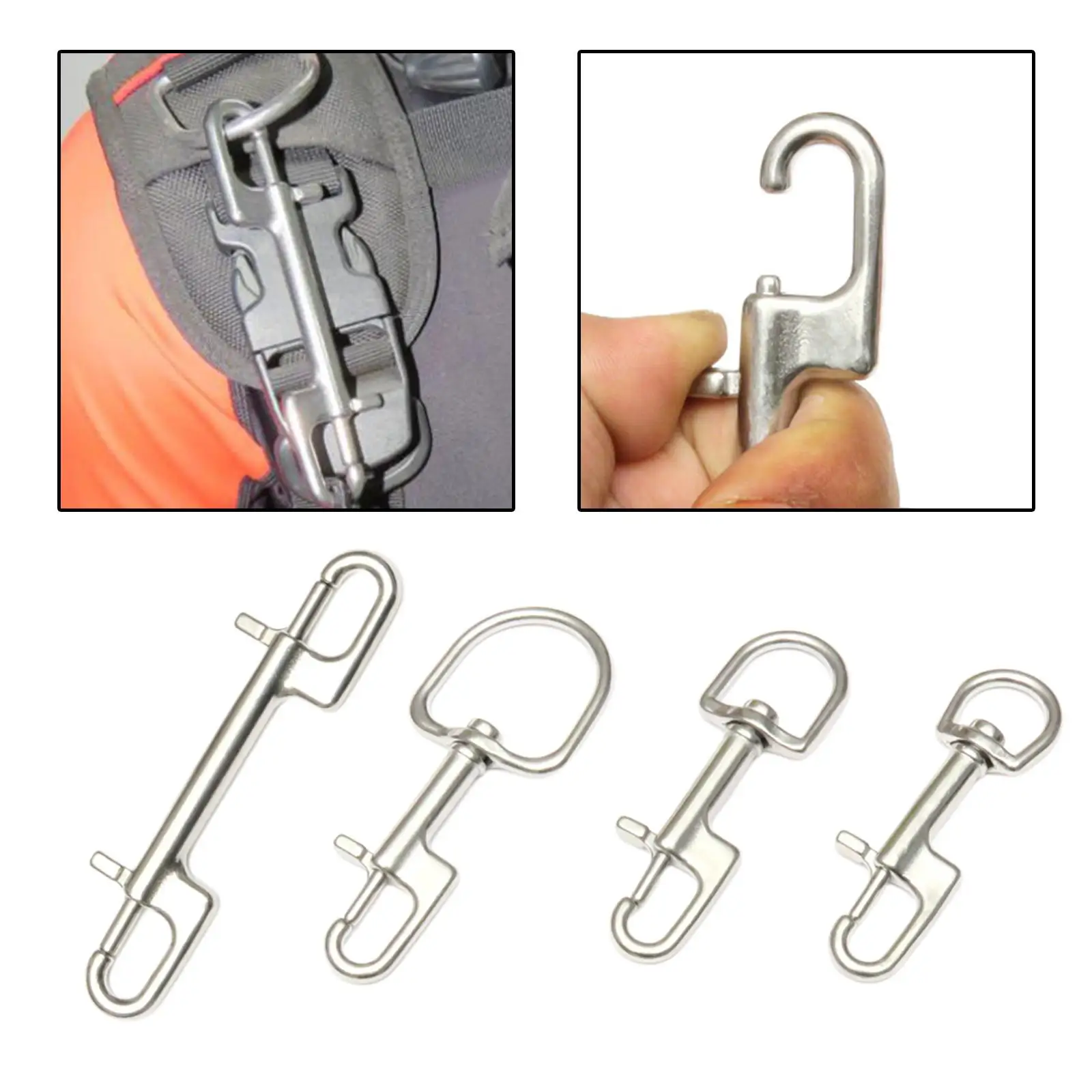 316 Stainless Seel Snap Hook For Dog Leash Key Chain Marine Diving Single Double Snap Hook Marine Parts Equipment Accessories