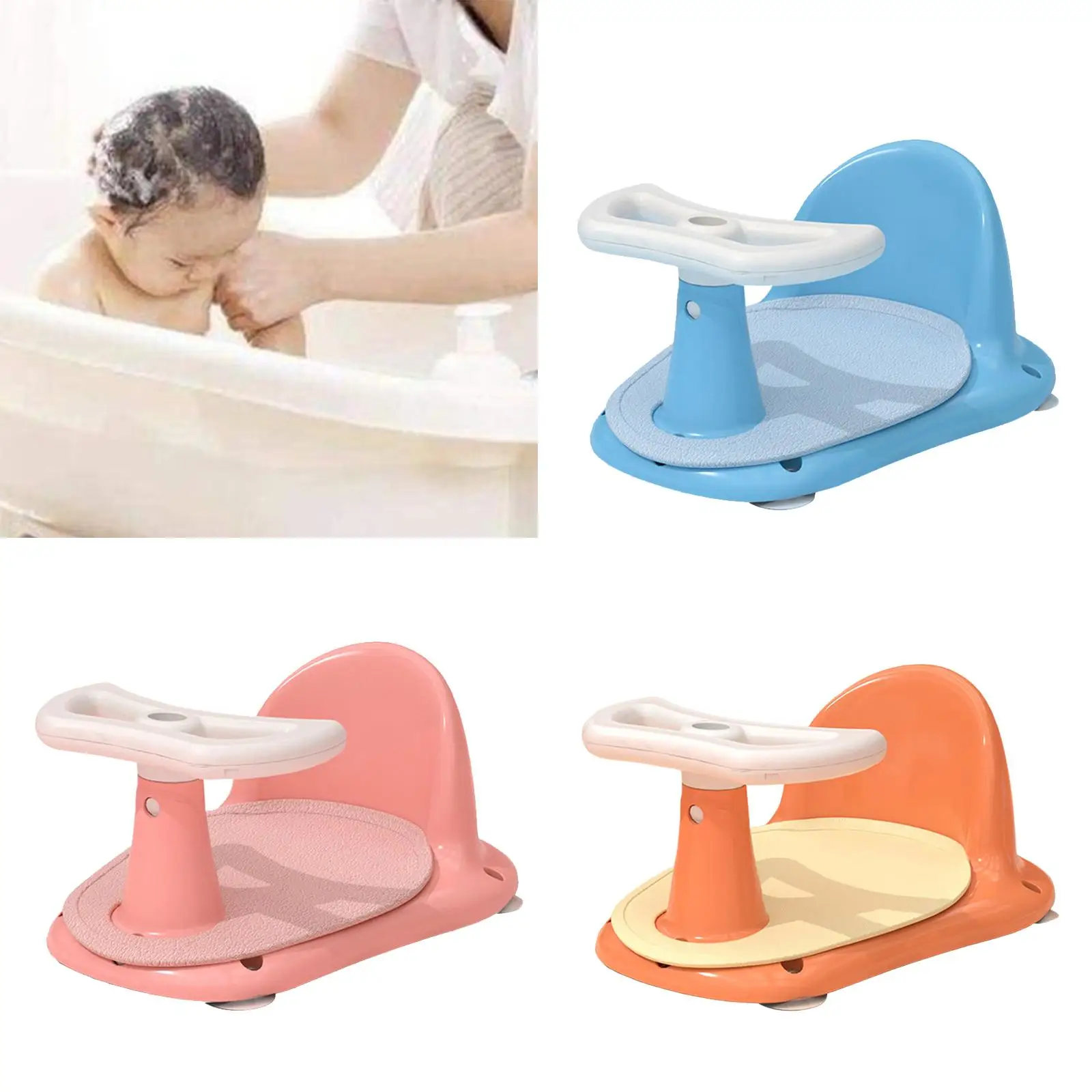 Cute Bathtub Seat Suction Cup Non Slip Sit up Bathing Bathroom for Newborn