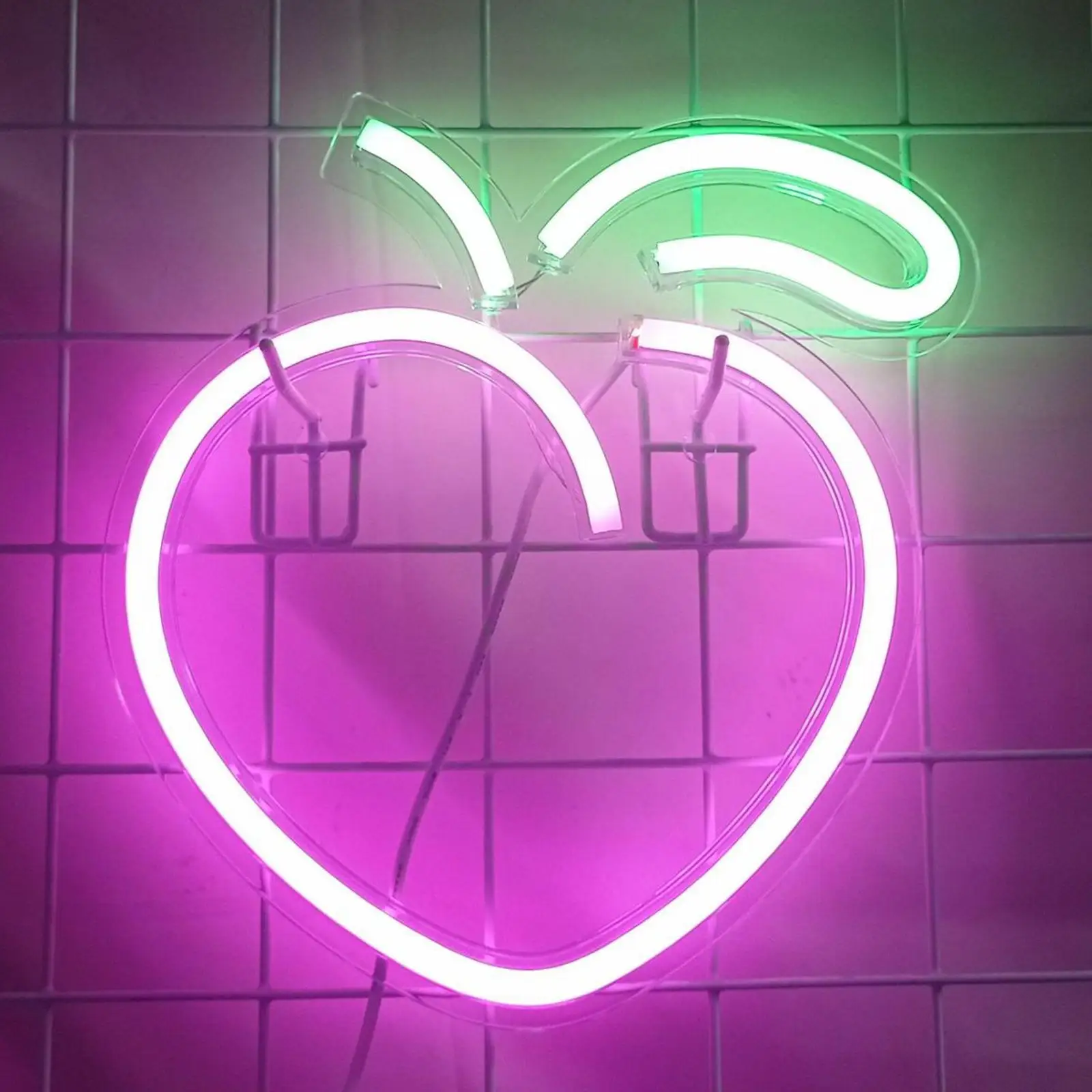 LED Peach Sign Lighting Club Outdoor Cafe Fixture Home Lamp Neon Light Decor