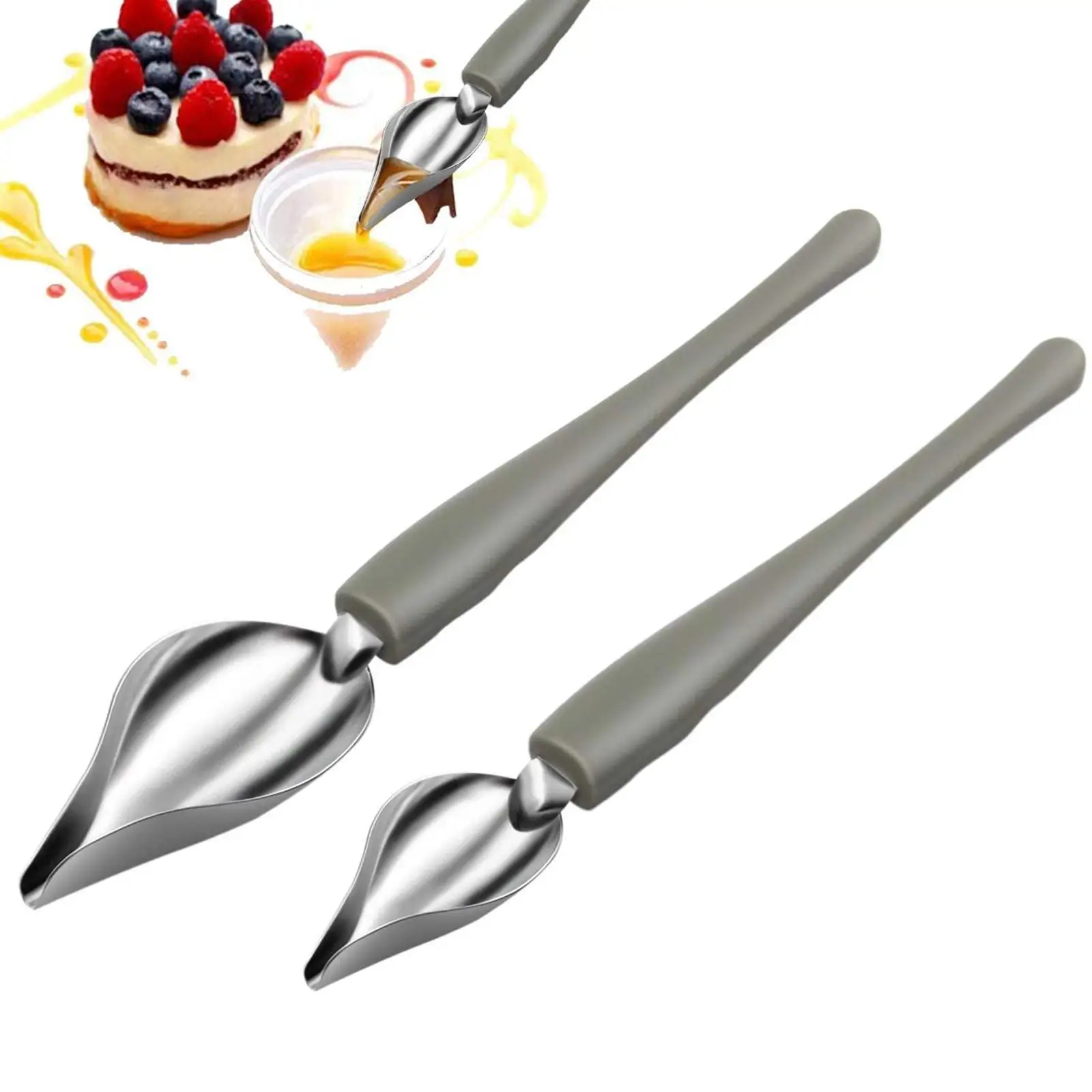 Chef Decorating Pencil Draw Tools Stainless Steel Portable Sauce Painting Dessert Coffee Spoon Kitchen Home Supplies