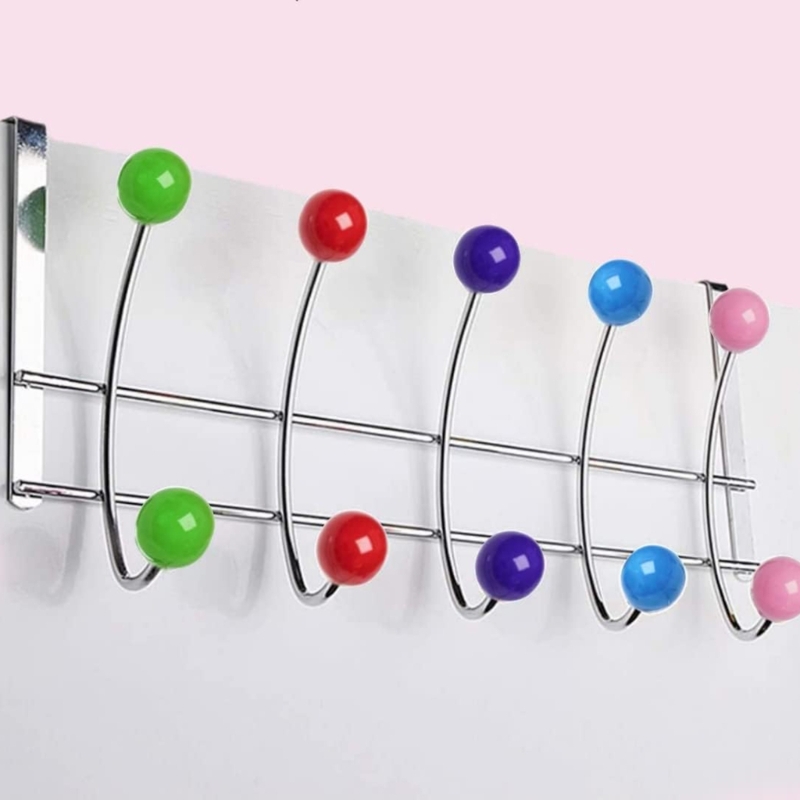 Multicolors Over Door Hanger for Clothes Hanging Heavy Duty Over Door Hooks for Bedrooms Bathroom Door 10 Hooks Hanger for Coat