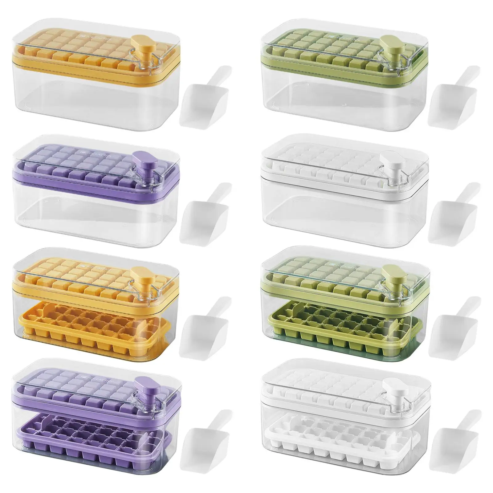 Ice Cube Tray Stackable Ice Storage Container for Cocktails Freezer Homemade