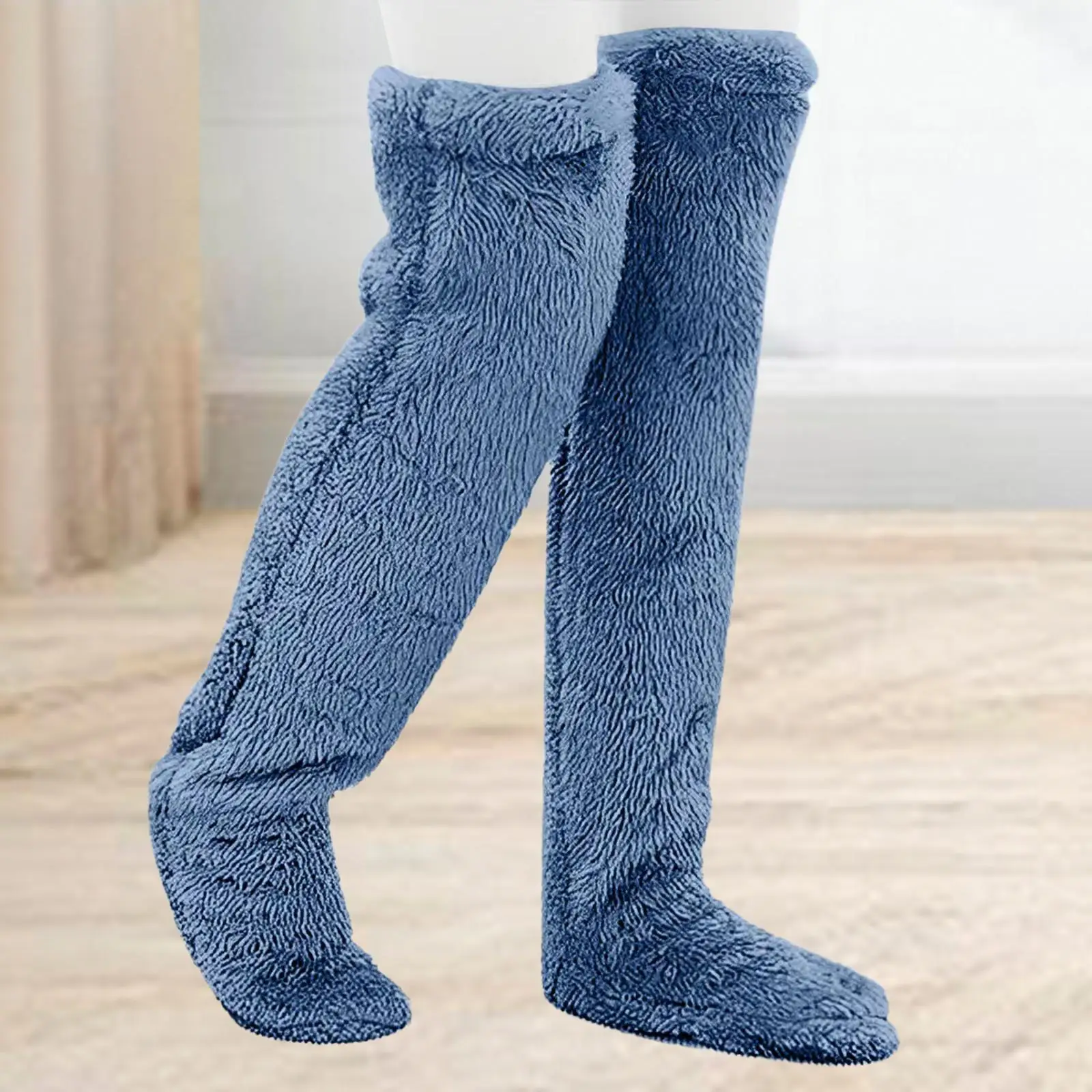 Thigh High Socks Fleece Protector Knee Long Boot Stockings Plush Leg Warmers over Knee High Socks for Women Men Living Room Dorm