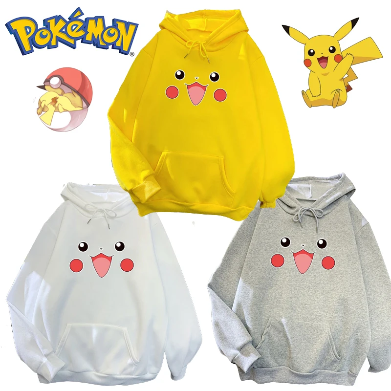 Pokemon Pikachu Hoodie Women Autumn Winter Sweatshirt Polyester Pullover Loose Breathable
