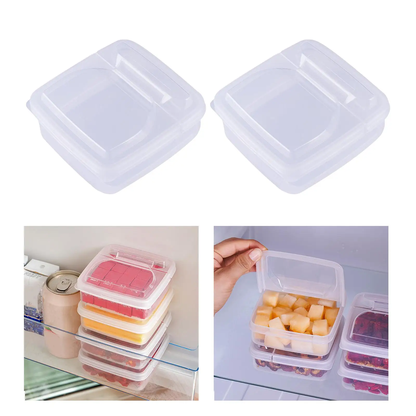 2 Pieces Compact Refrigerator Food Container Freezer Drawers Bins Food Grade