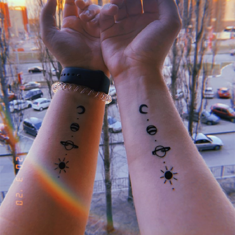 Best of 1Pcs Geometric Planet Fashion Women Temporary Tattoo Stickers Water Transfer Tattoo Minimalist Small Sun Moon Design Fake Tattoo Reviews & Tips