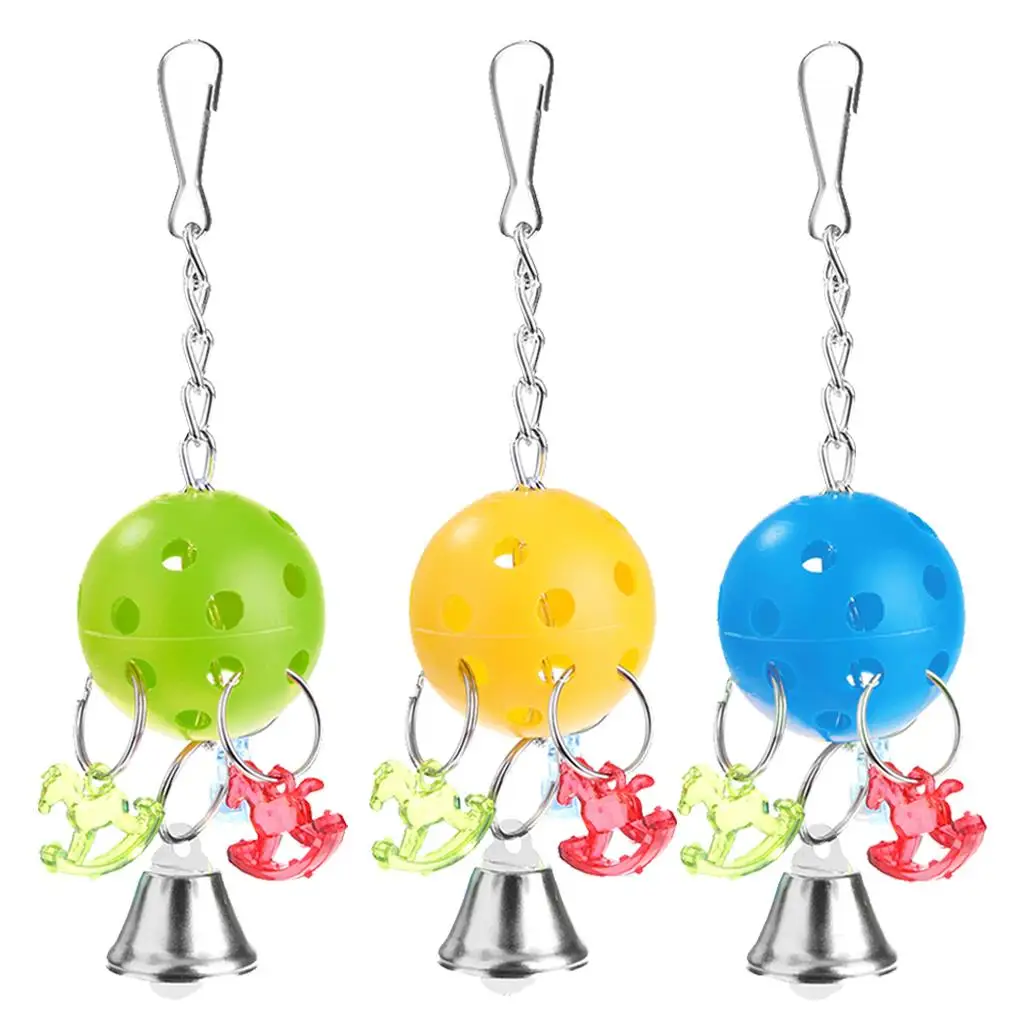 3 Pcs Parrot Chewing Bell Toy Easy to Attach to the Bird Cage