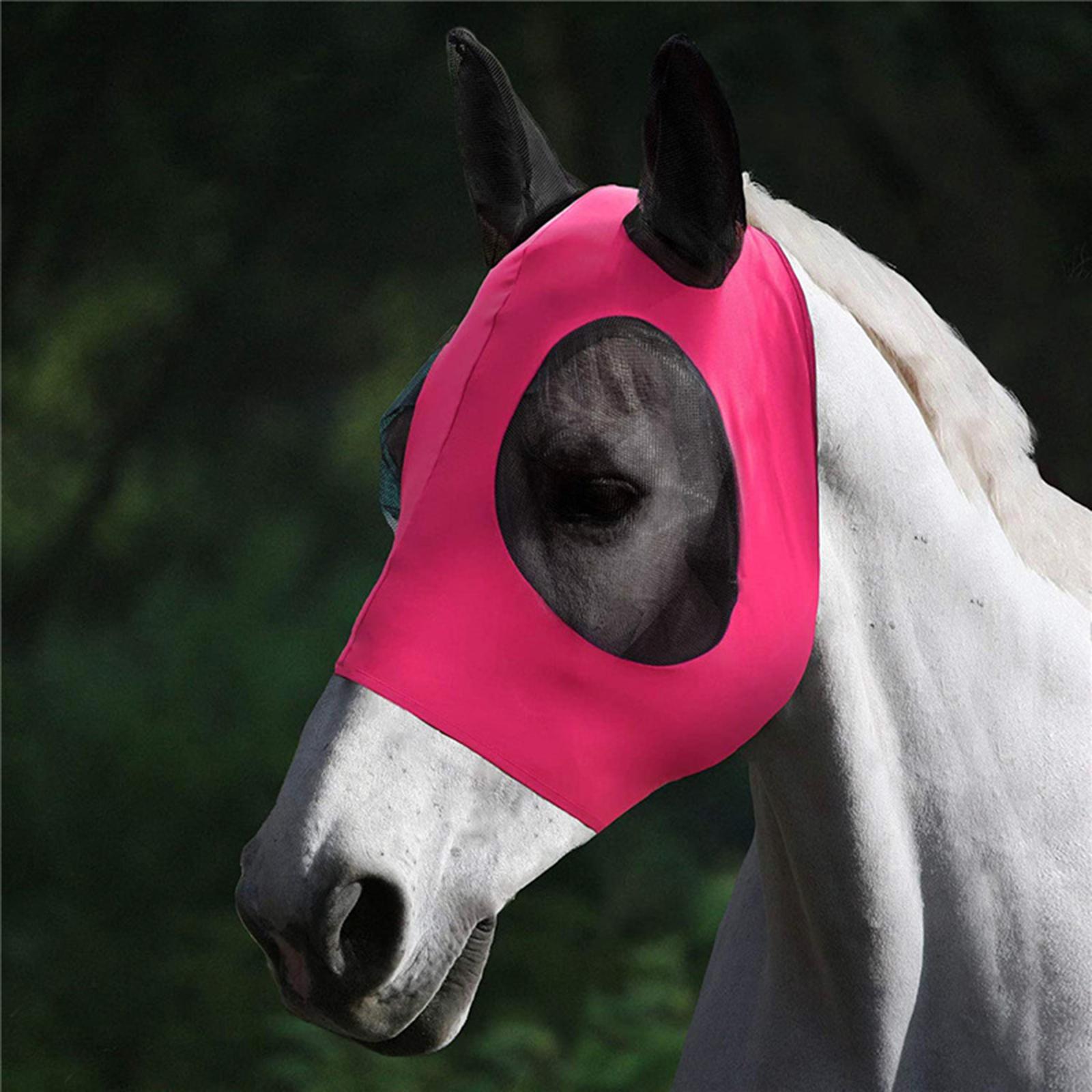 Horse Fly Mask Mesh Veil Horses Mask with Ears Cover Headwear Equine Care
