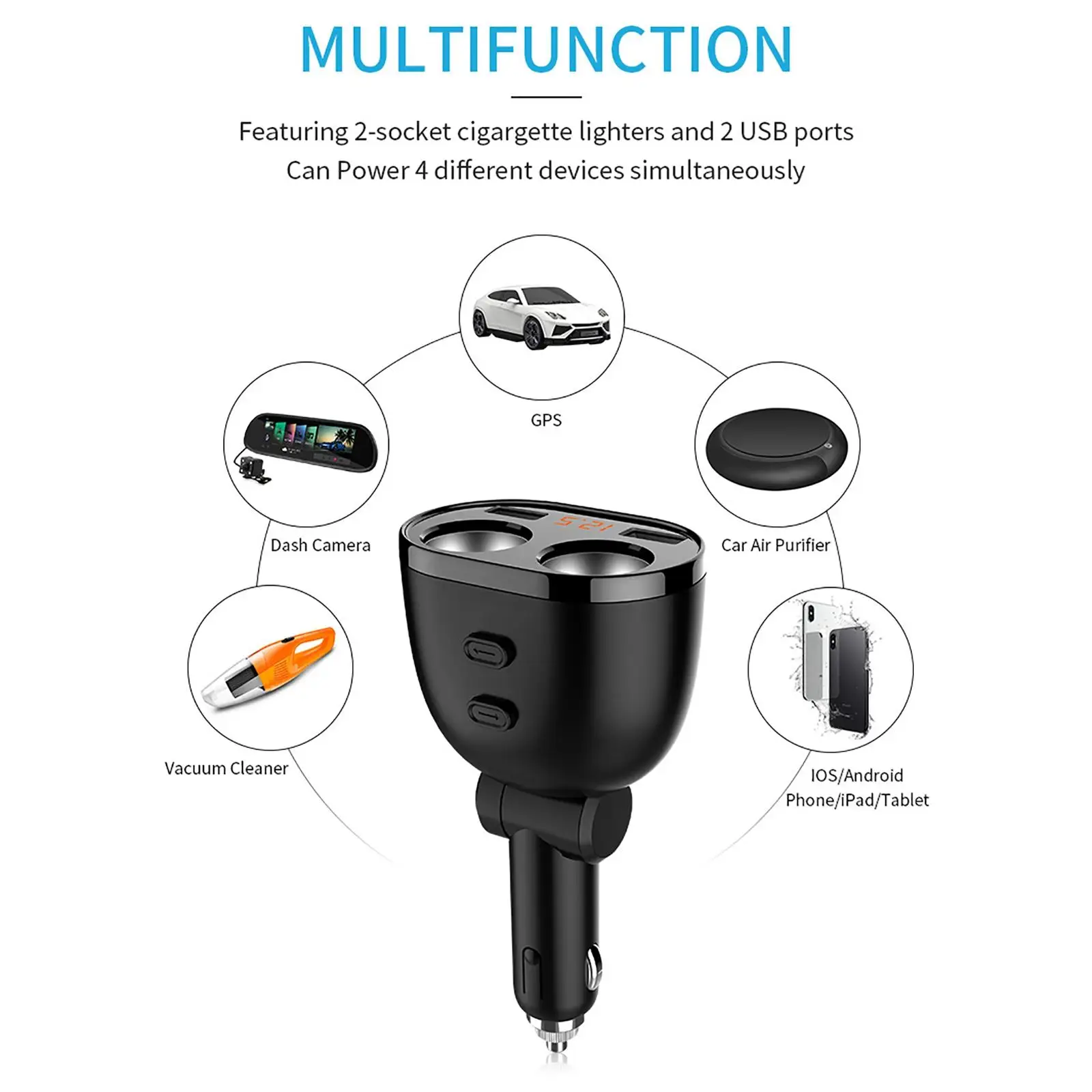 Dual USB 2 Sockets Adapter Charger Overvoltage Protection