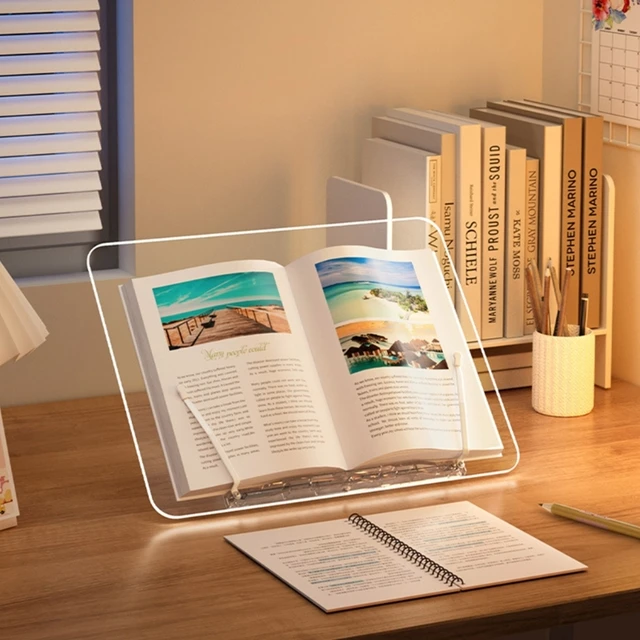 Wooden Reading Stand with light Transparent Acrylic Multifunction Lifting  Tablet Holder Laptop Bracket Desktop Storage Bookshelf - AliExpress