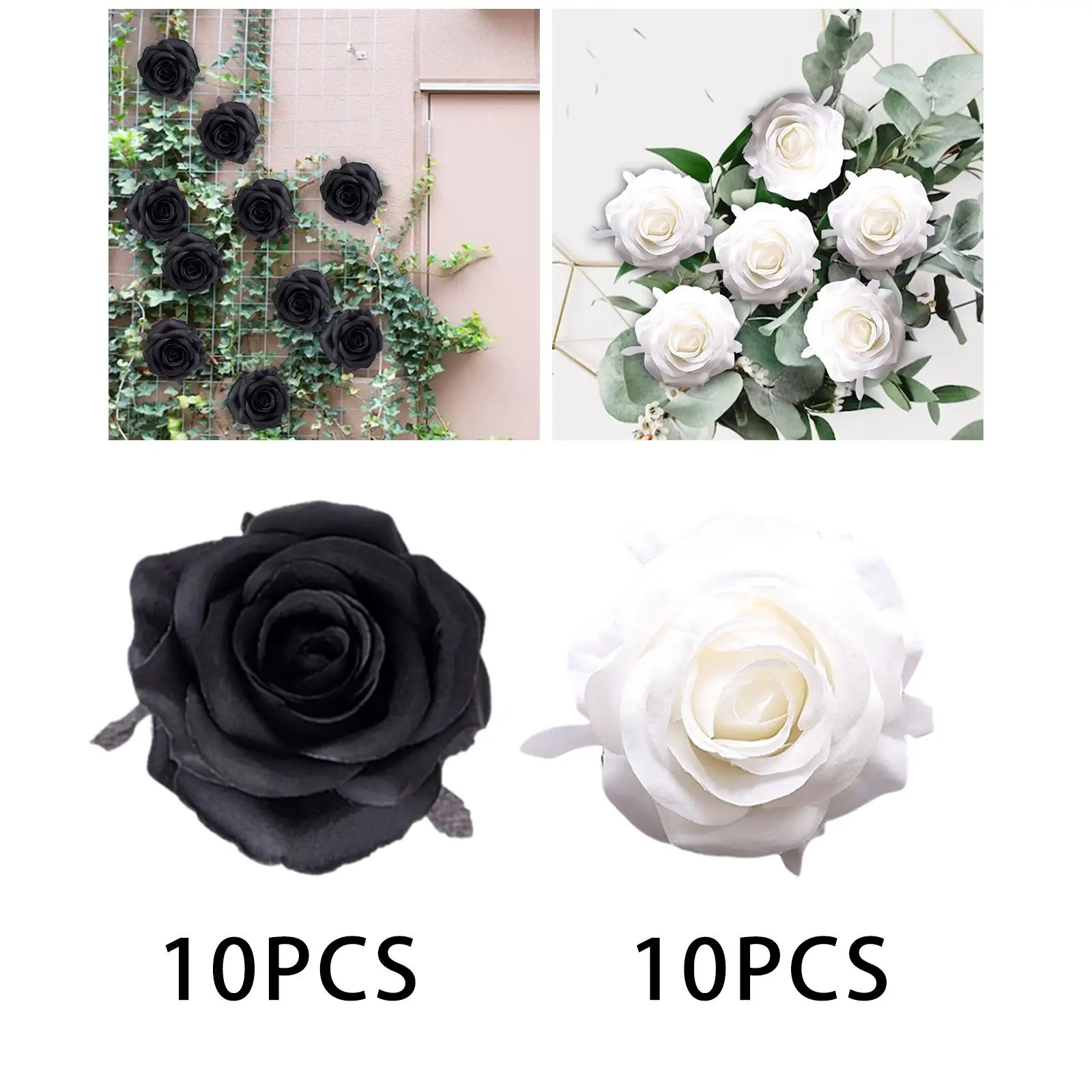 10Pcs Artificial Silk Flower Heads Floral Arrangements Craft DIY for Party Halloween Bouquets Centerpieces Decorative