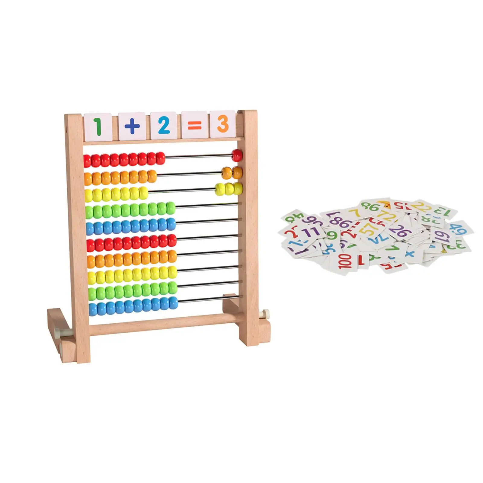 Classic Wooden Abacus Ten Frame Set Educational Counting Toy Montessori for Preschool Toddlers Elementary Kindergarten Children