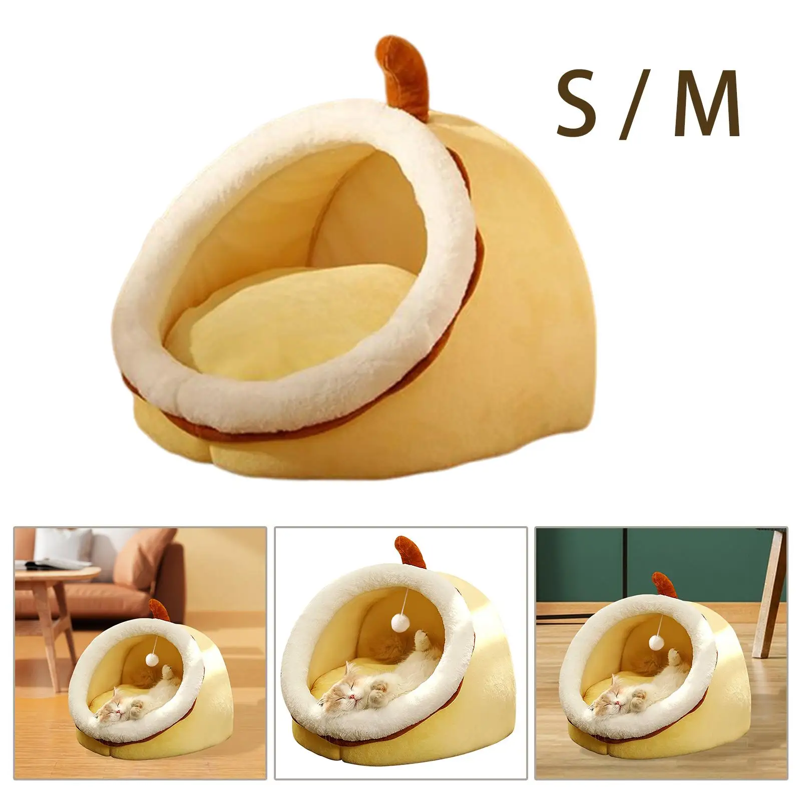 Cute Bed, Mat nest Sleeping House Warm Kennel Pad Cushion Anti Slip Basket for Small Medium Dog Rabbits Cats
