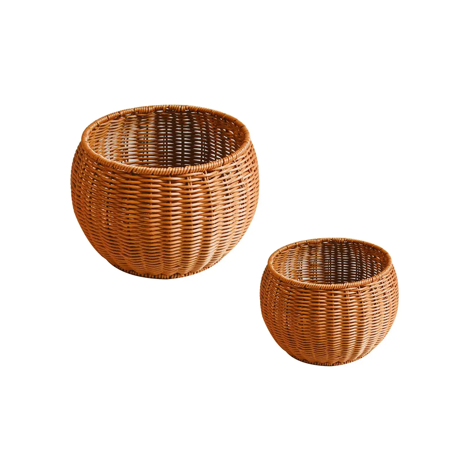 Imitation Rattan Tableware Tray Round Picnic Basket Woven Bread Baskets for Cabinet Countertops Shelves Cabinets Napkins