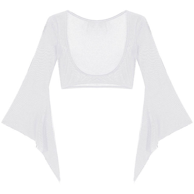 Sexy Women's Mesh Open Bust Short Sleeve Belly Dance Crop Top