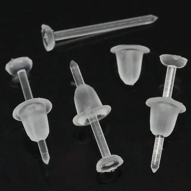 200/400pcs Invisible Clear Plastic Earring Posts Rubber Back For Sports  Sensitive Stud Ears Piercing Jewelry Making Accessories - AliExpress