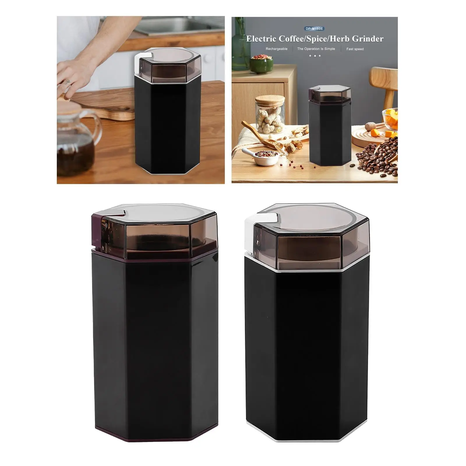 Countertop Electric Coffee Grinder Compact Size Spice Mill 304 Stainless Steel Blade for Herbs Coffee Espresso Latte Home