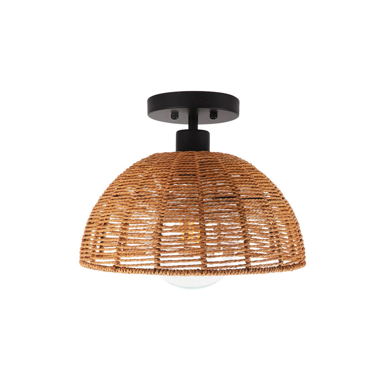 Ceiling Lamp Shades Ornament Rustic Style Rattan Lampshade Light Cover for Living Room Home Kitchen Island Apartment