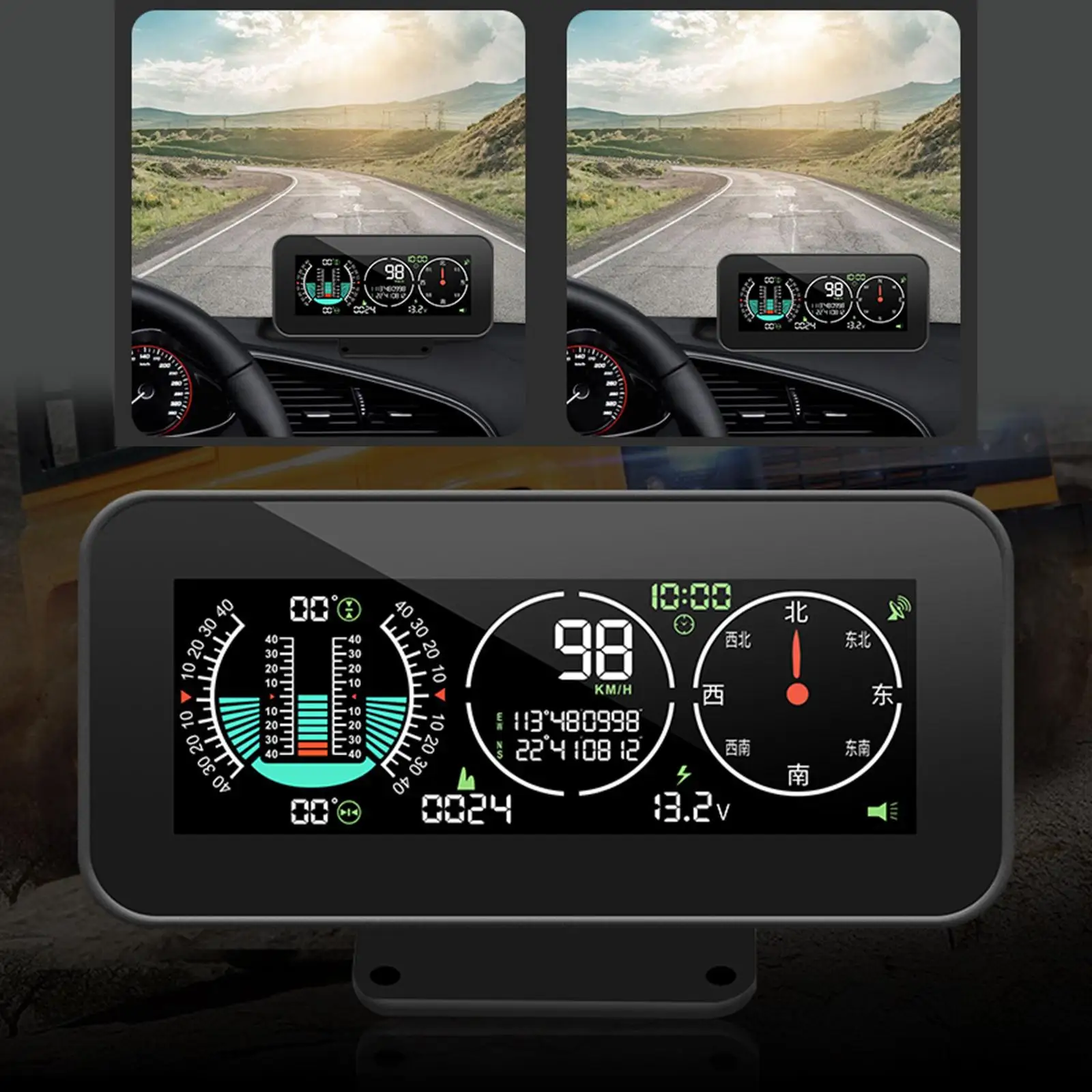 Car Compass Inclinometer Mini HUD Heads up Display M60 High Quality Off Road