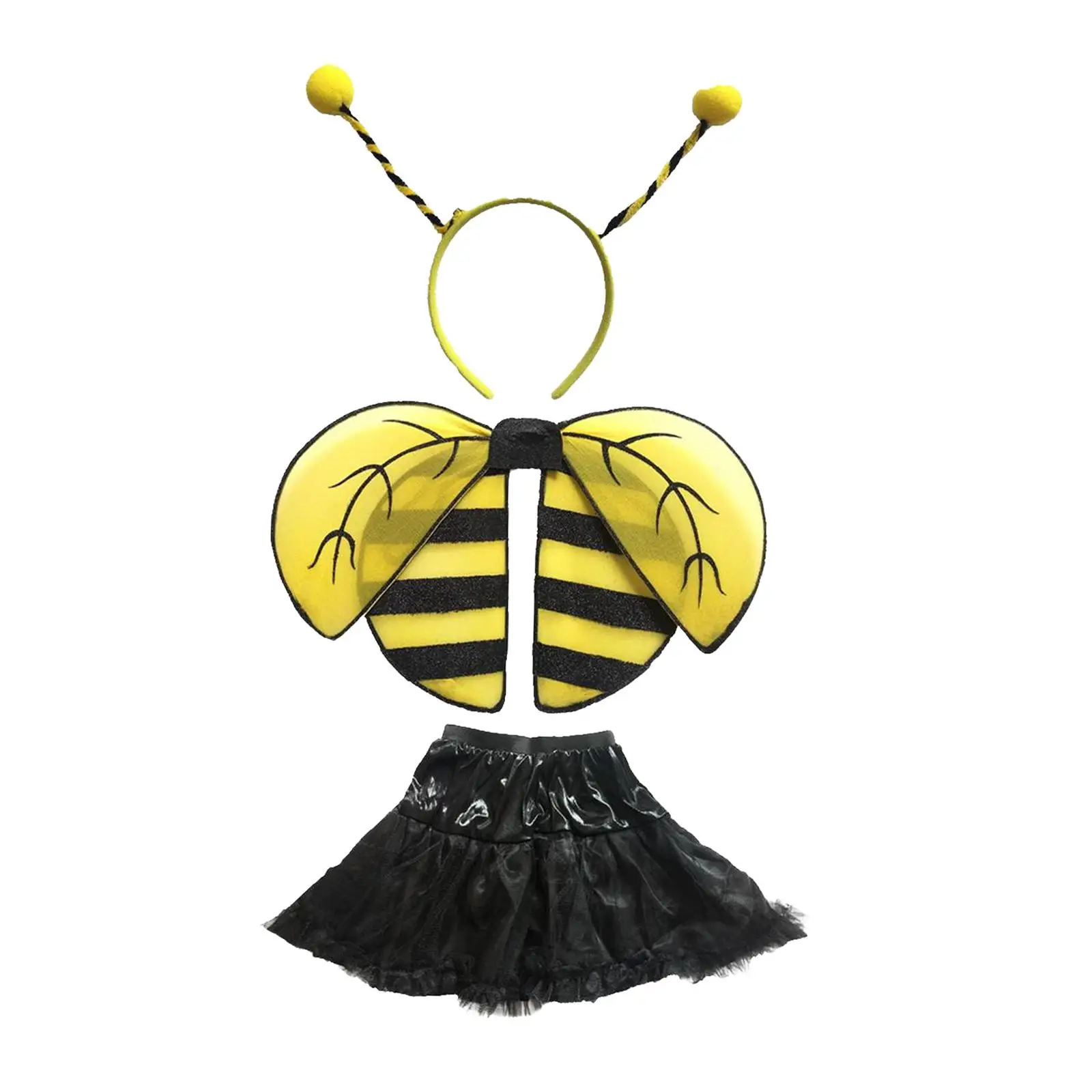Bee Costume Kit Headband Tutu Skirts Fairy Wing Bee Accessories for Stage Performance Party Favors Carnival Halloween Role Play