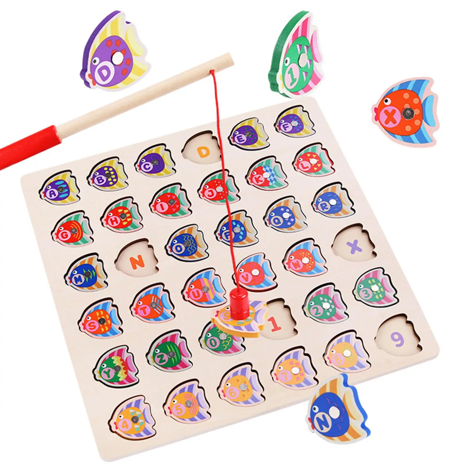 Montessori Fishing Game Play Set Developmental Toys with Fishing Poles for Children