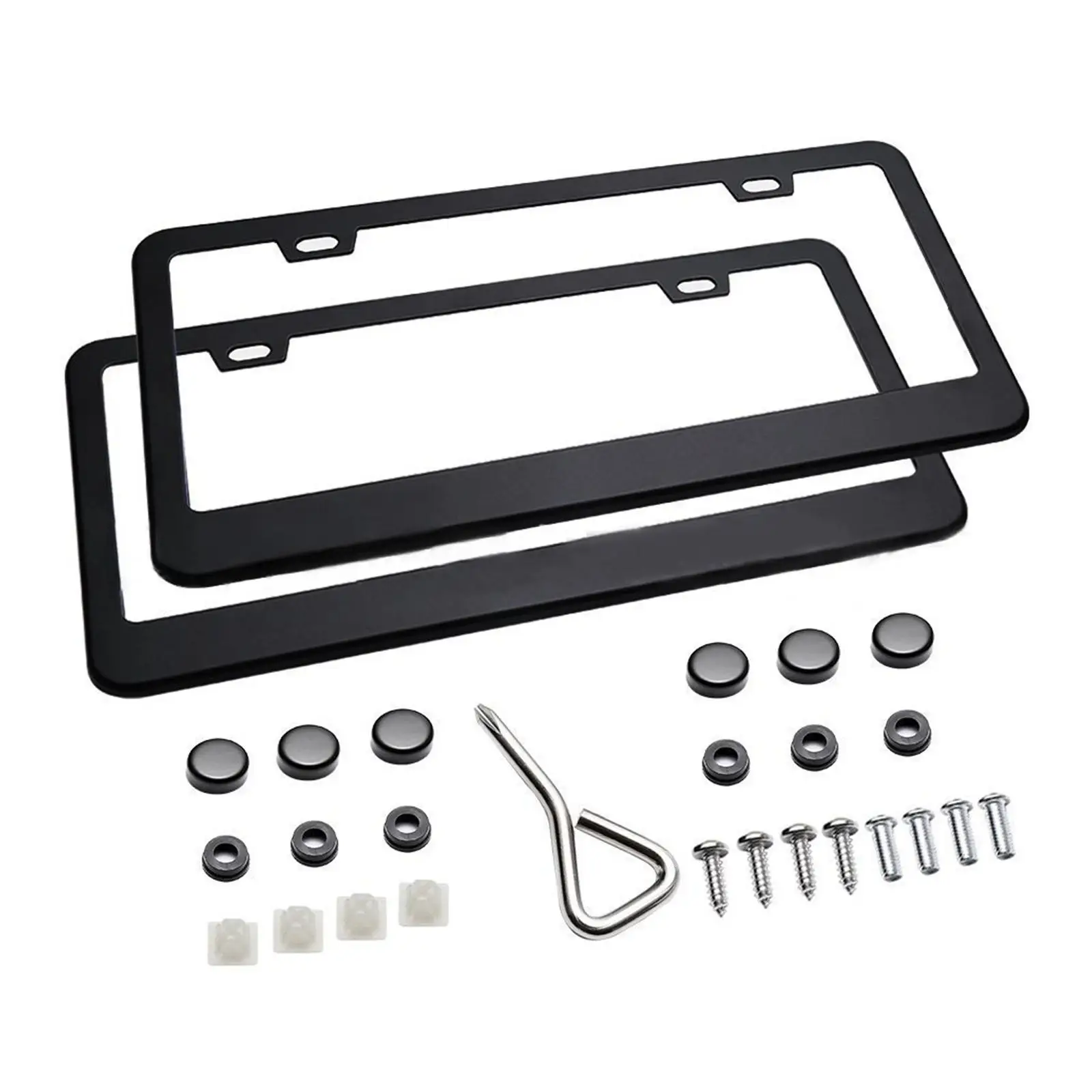 2x Front Rear License Plate Frame High Performance Auto Decoration Professional Number Plate Holder for US Standard Plates