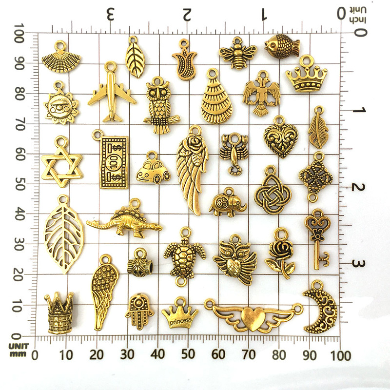 Tibetische Goldfarbe Vintage Retro Herz Schmetterling Charm für Schmuckherstellung DIY handgemachte Armband Ohrring Halskette Anhänger Bulk – Detail 8