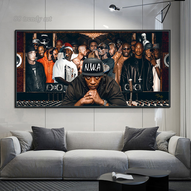 True Legends of Rap Poster Modern Rappers Hip Hop Singers Combination Art  Canvas Painting 2Pac Eminem Pictures Living Room Decor