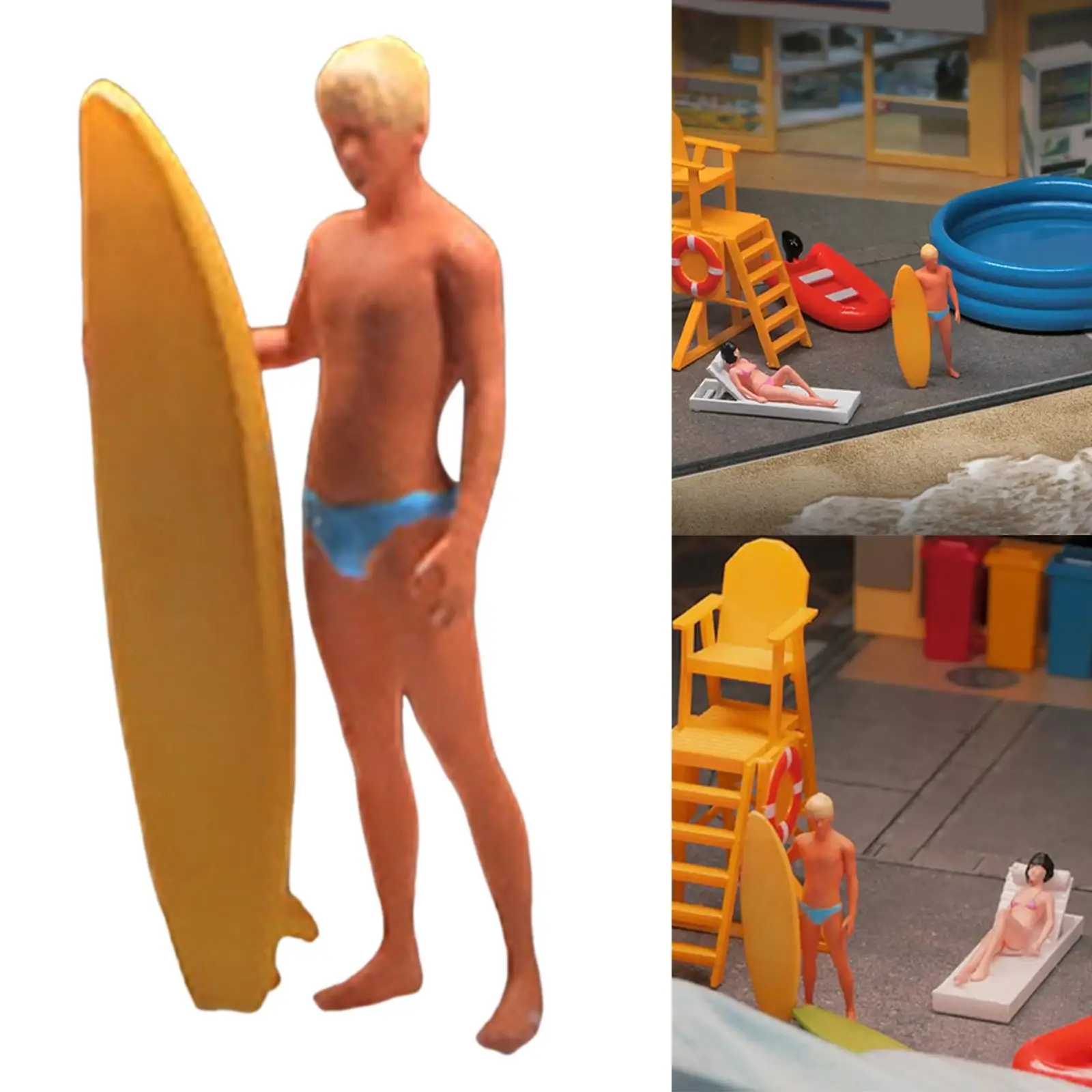 1/64 Scale Beach Model People Figures Realistic Figures for DIY Scene Layout Decor