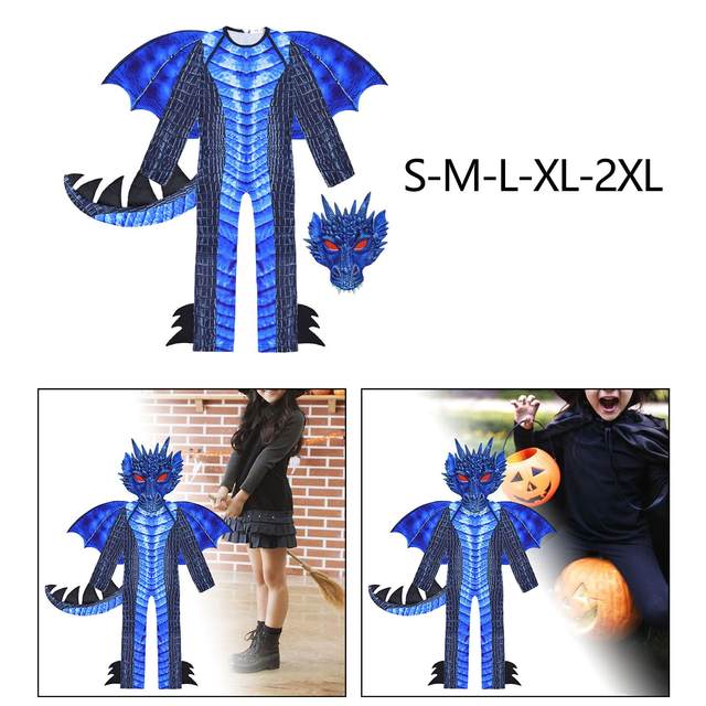 Kids Dragon Costume Imaginative Play Dress up Child Dragon Wing Tail Mask Set for Carnival Festival Stage Performance Props