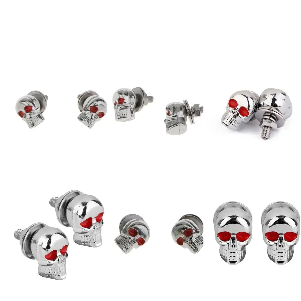 6 Pairs Motorcycle Skull License Plate  Bolts Screw Fastener