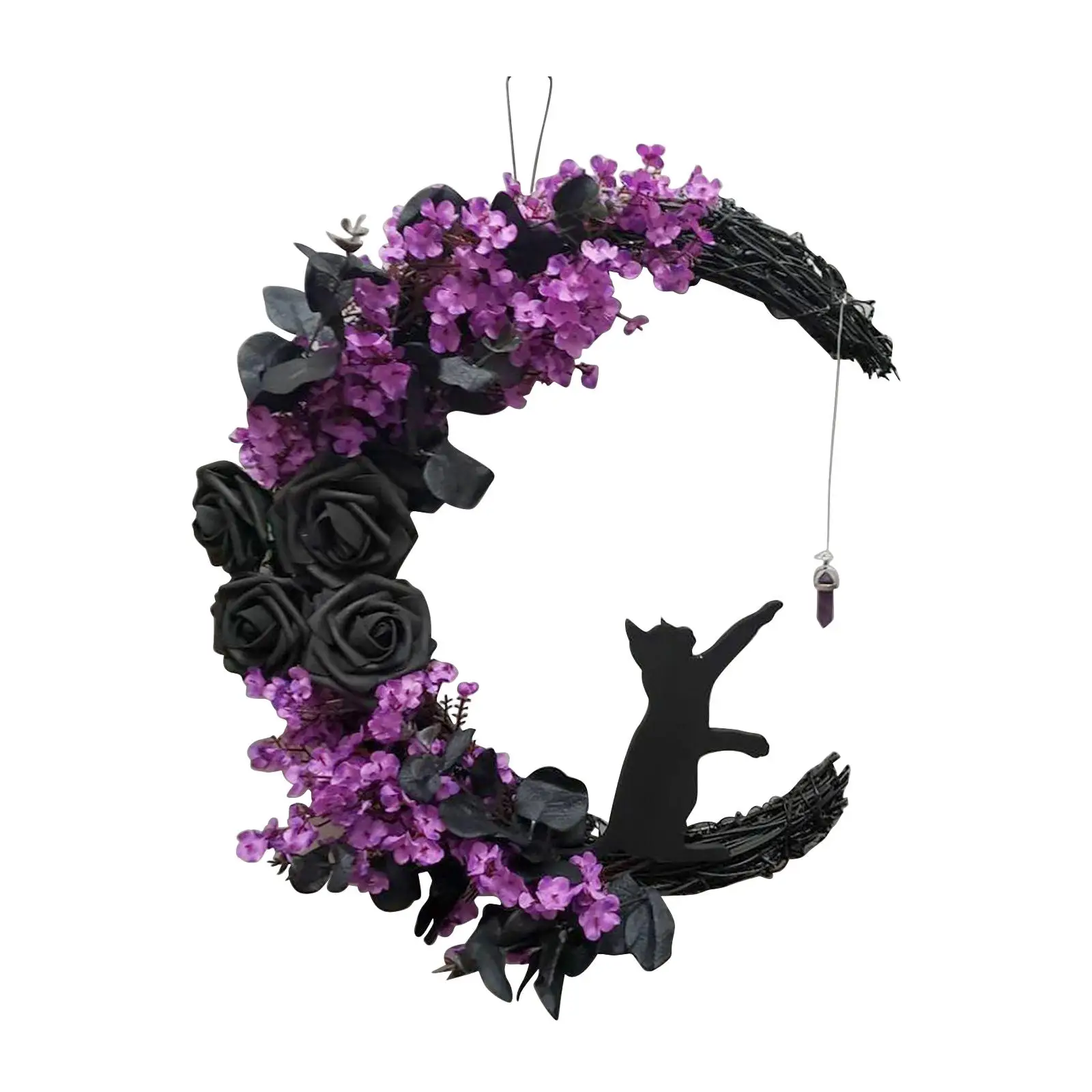 Artificial Halloween Wreath Spooky Party Photo Props 35cm Hanging Garland for Decoration Halloween Outdoor Holiday Festival