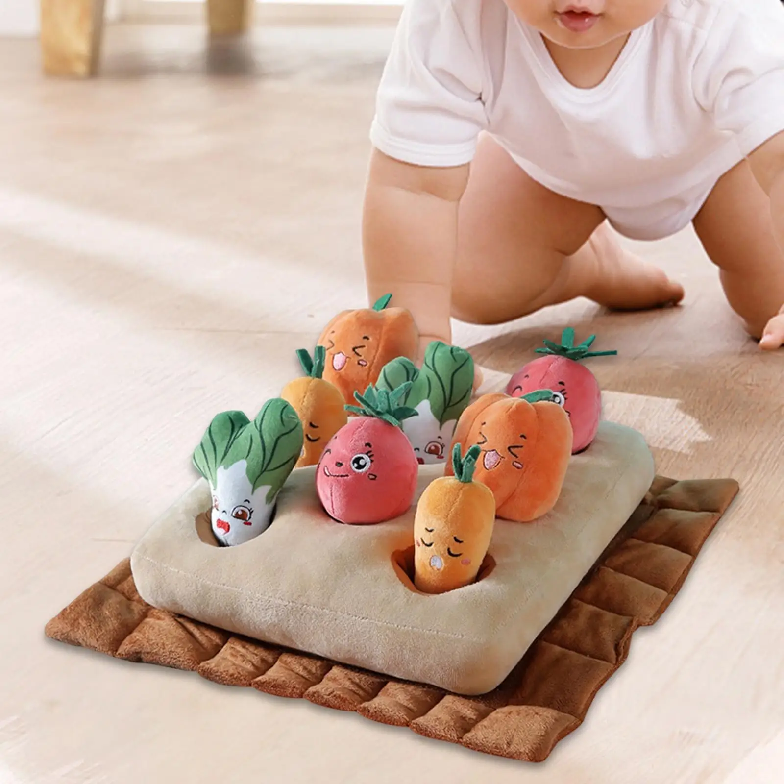 Toddlers Montessori Toys Vegetable Plush Toy for Developing Hand Eye Cooperation Accessories Colorful Measure 14.6x13.8inch