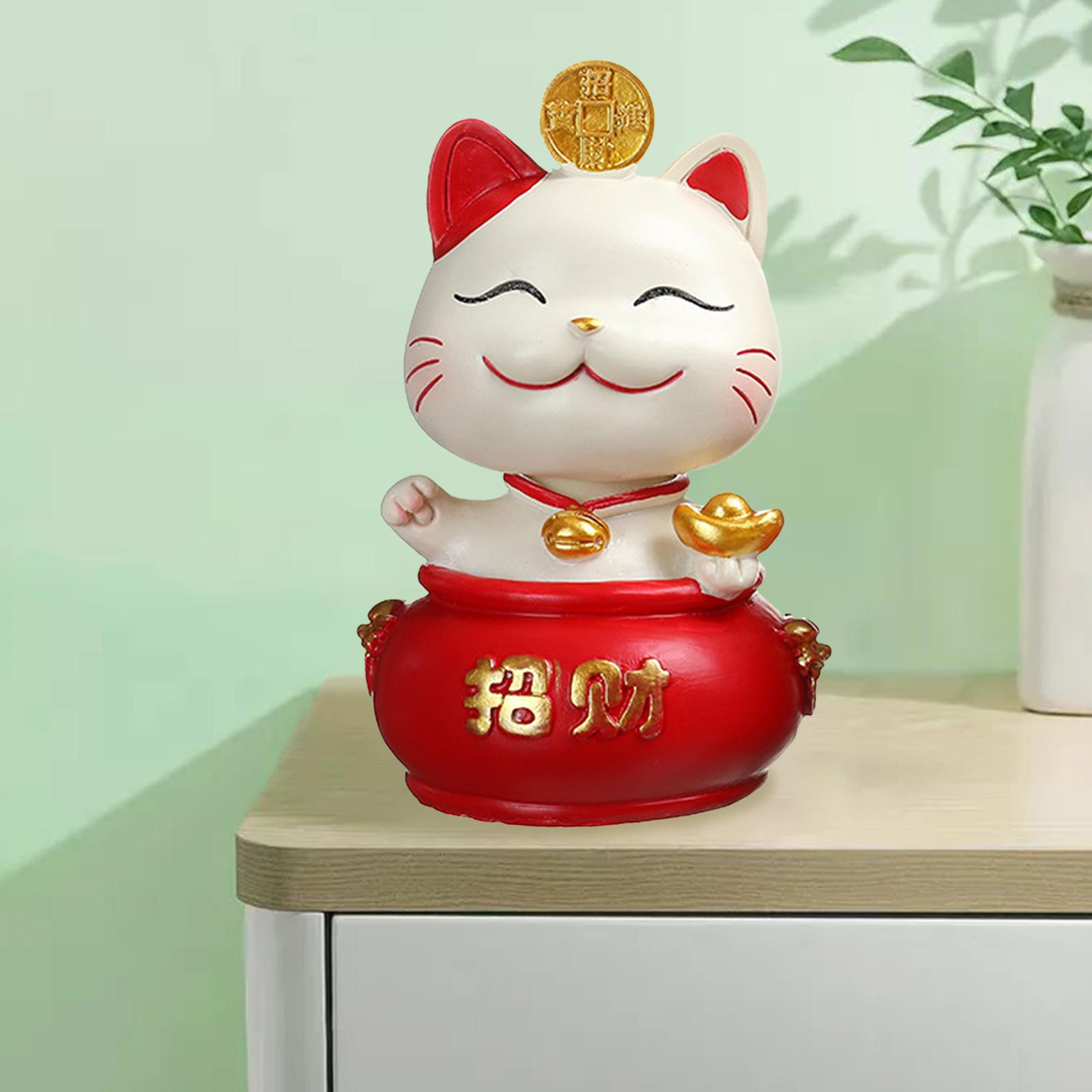 Adorable Solar Chubby Lucky Cat Bobblehead Doll Animal Figures for Car Dashboard Interior Home Office Decor Birthday Gift