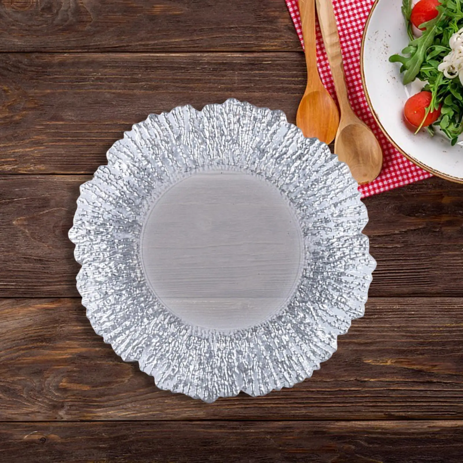 Foils Decorative Service Platter Serving Tray Indoor Outdoor Decorations Glass Round Dish for Salad Appetizer Pasta, Snack Home